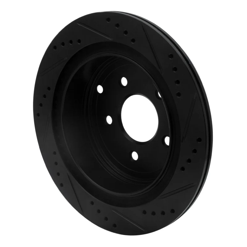 R1 2003-2024 Infiniti M37 Rear Left Drilled & Slotted Black Brake Rotor - Image 4