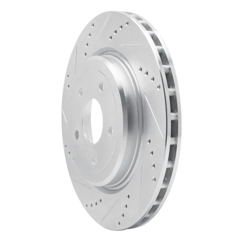 R1 2006-2013 Chevrolet Corvette Rear Left Drilled & Slotted Silver Brake Rotor - Image 4