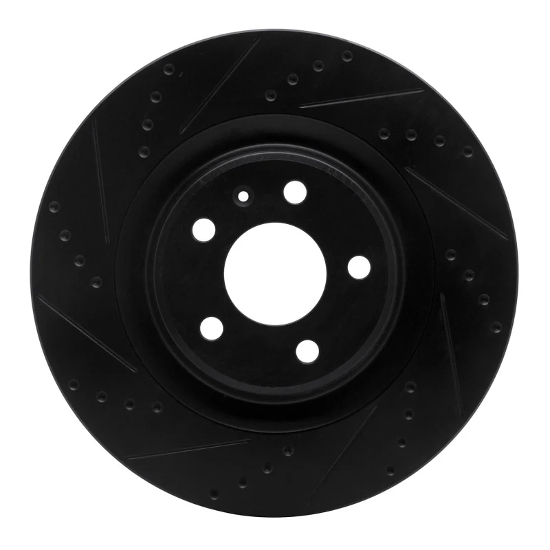 R1 2008-2025 Audi A6 Allroad Rear Left Drilled & Slotted Black Brake Rotor
