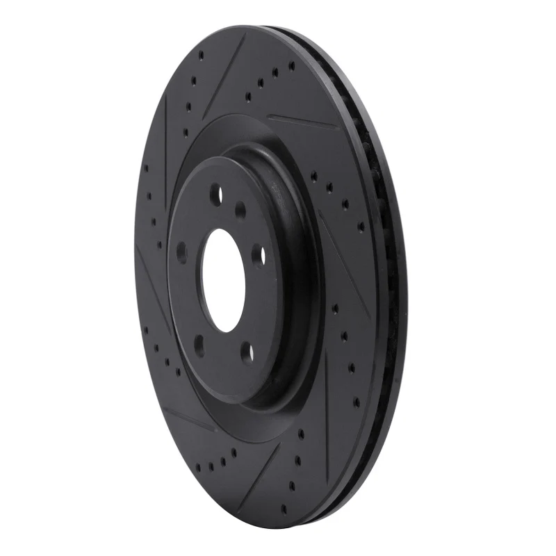 R1 2008-2025 Audi A6 Allroad Rear Left Drilled & Slotted Black Brake Rotor - Image 5