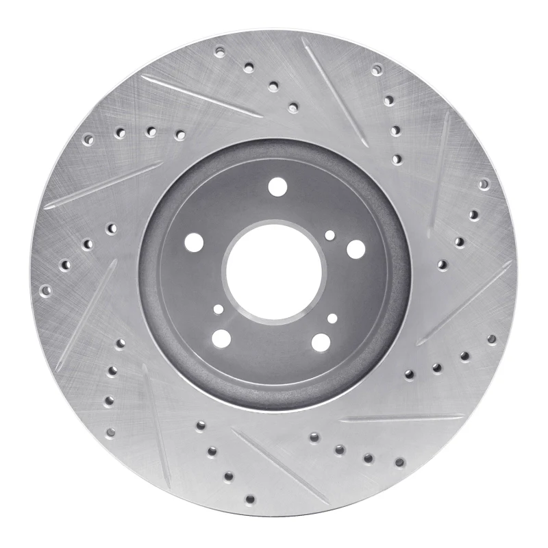 R1 2013-2025 Acura ADX Front Left Drilled & Slotted Silver Brake Rotor - Image 4