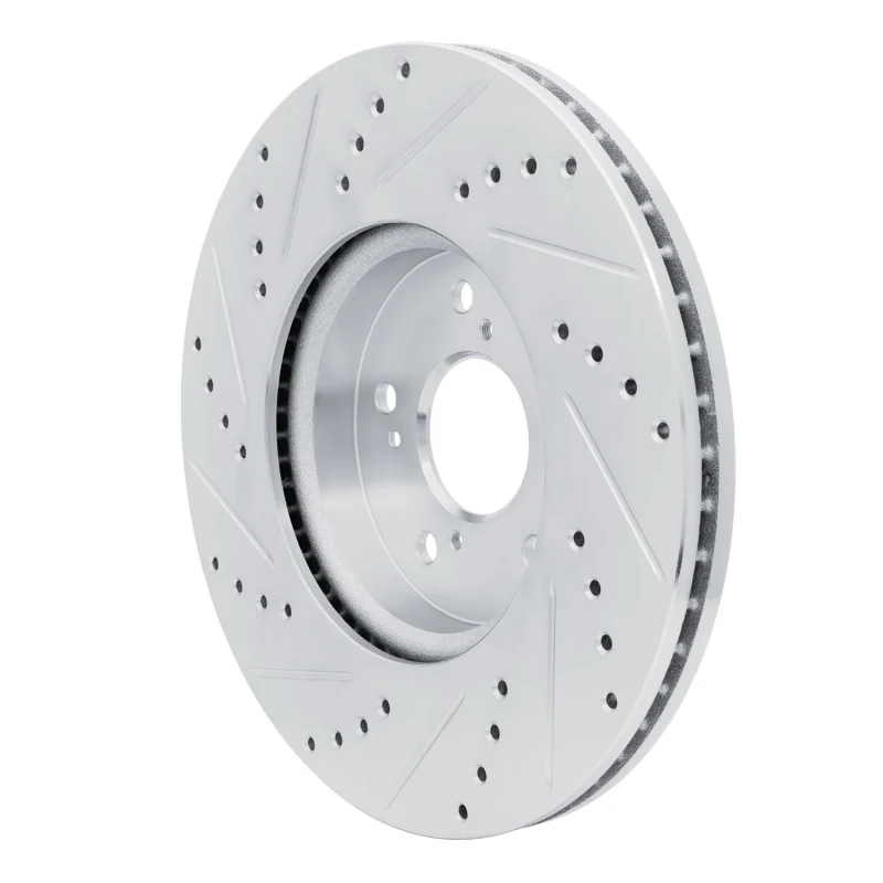 R1 2013-2025 Acura ILX Front Right Drilled & Slotted Silver Brake Rotor - Image 2