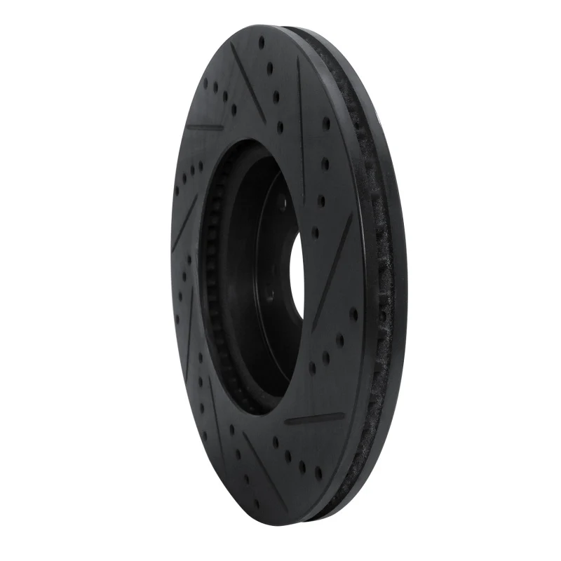R1 2013-2025 Acura Integra Front Left Drilled & Slotted Black Brake Rotor - Image 2