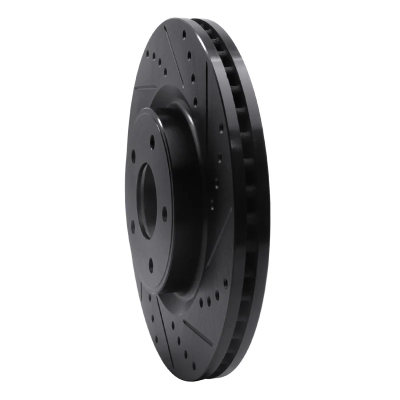 R1 2013-2025 Infiniti Q60 Front Right Drilled & Slotted Black Brake Rotor - Image 5