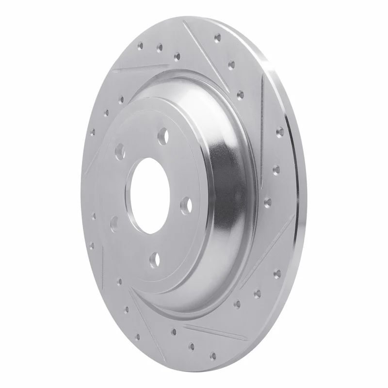 R1 2016-2025 Ford Bronco Sport Rear Right Drilled & Slotted Silver Brake Rotor - Image 2