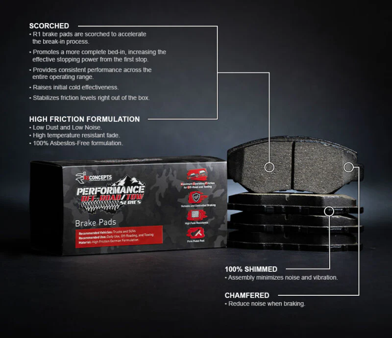 R1 2021-2025 Ford F-150 Lightning Front Performance Off-Road/Tow Brake Pads & Hardware Kit