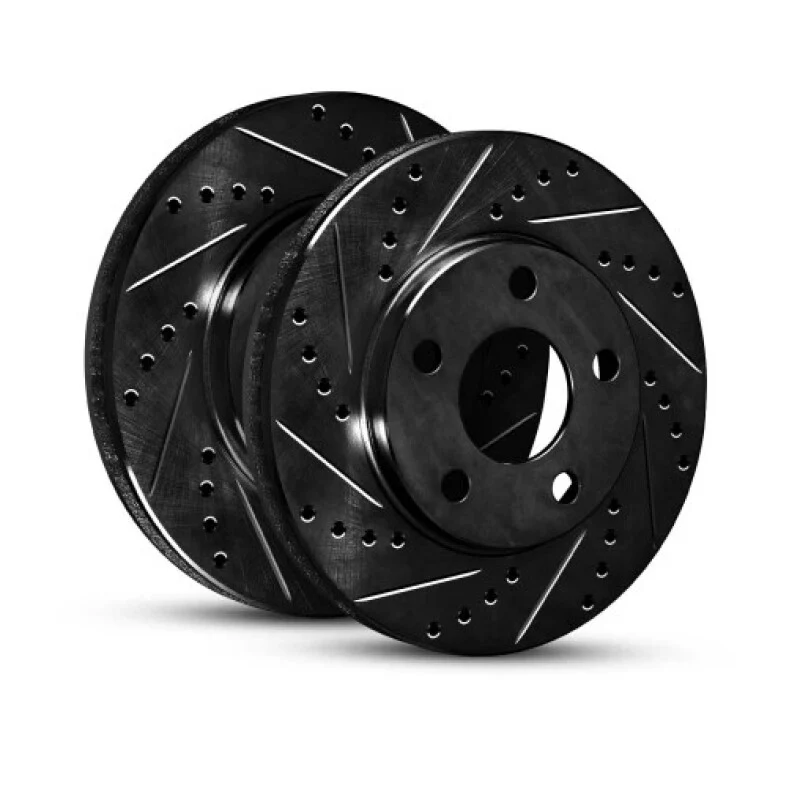 R1 2022-2025 Acura Integra Rear Left Drilled & Slotted Black Brake Rotor