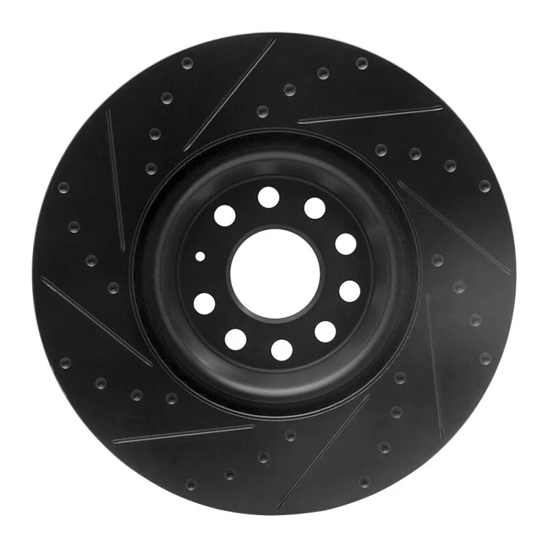R1 2022+ Volkswagen GTI Mk 8 Front Right Drilled & Slotted Black Brake Rotor - Image 5