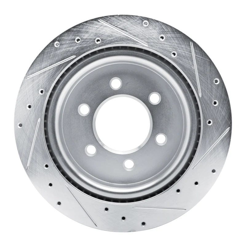 R1 21-25 Ford BRONCO Rear Left Drilled & Slotted Silver Brake Rotor - Image 3