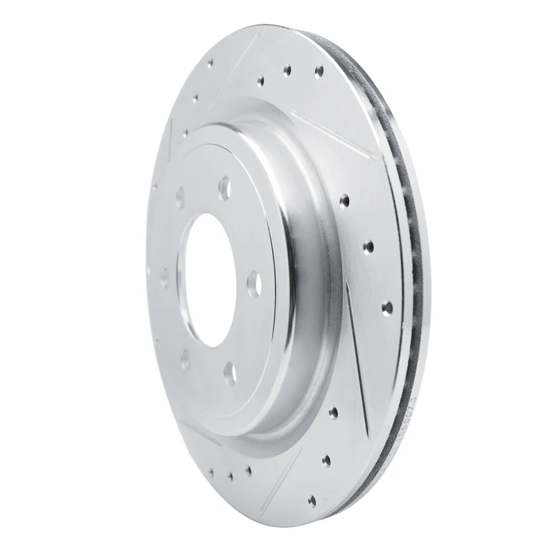 R1 21-25 Ford BRONCO Rear Left Drilled & Slotted Silver Brake Rotor - Image 4