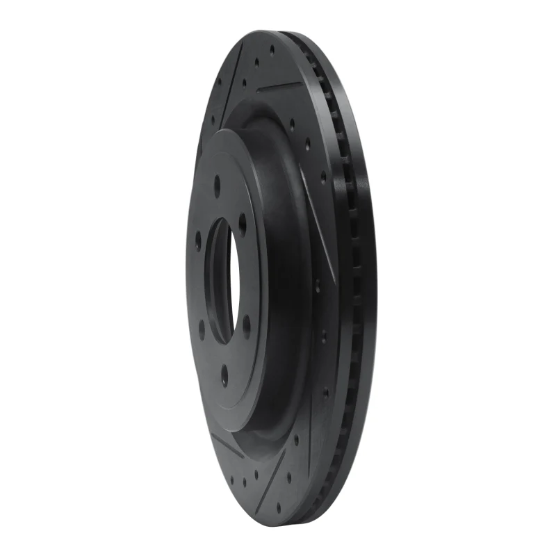 R1 21-25 Ford F-150 4WD Rear Left Drilled & Slotted Black Brake Rotor - Image 3