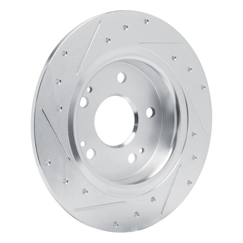R1 22-25 Acura Integra Rear Left Drilled & Slotted Silver Brake Rotor - Image 4