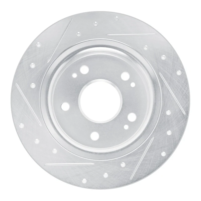 R1 22-25 Acura Integra Rear Right Drilled & Slotted Silver Brake Rotor - Image 3