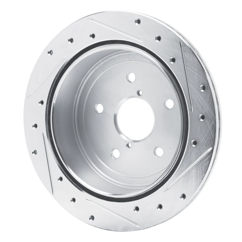 R1 22-25 Subaru WRX Rear Left Drilled & Slotted Silver Brake Rotor - Image 4