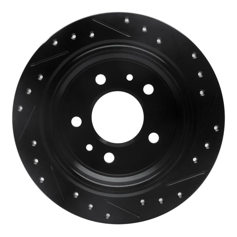 R1 82-89 BMW 633CSI Rear Left Drilled & Slotted Black Brake Rotor - Image 5