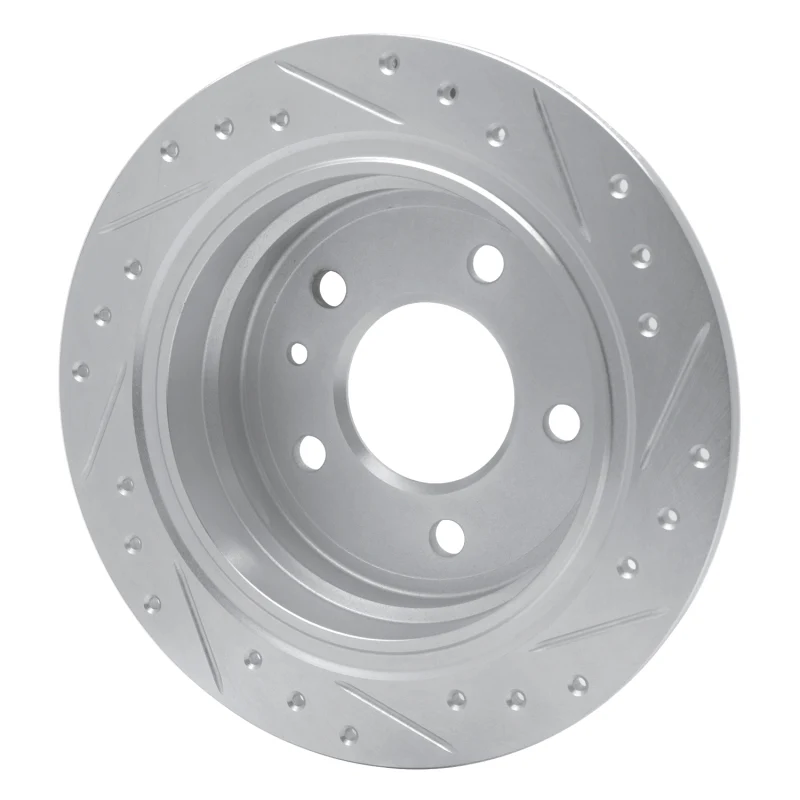R1 82-89 BMW 633CSI Rear Left Drilled & Slotted Silver Brake Rotor - Image 5
