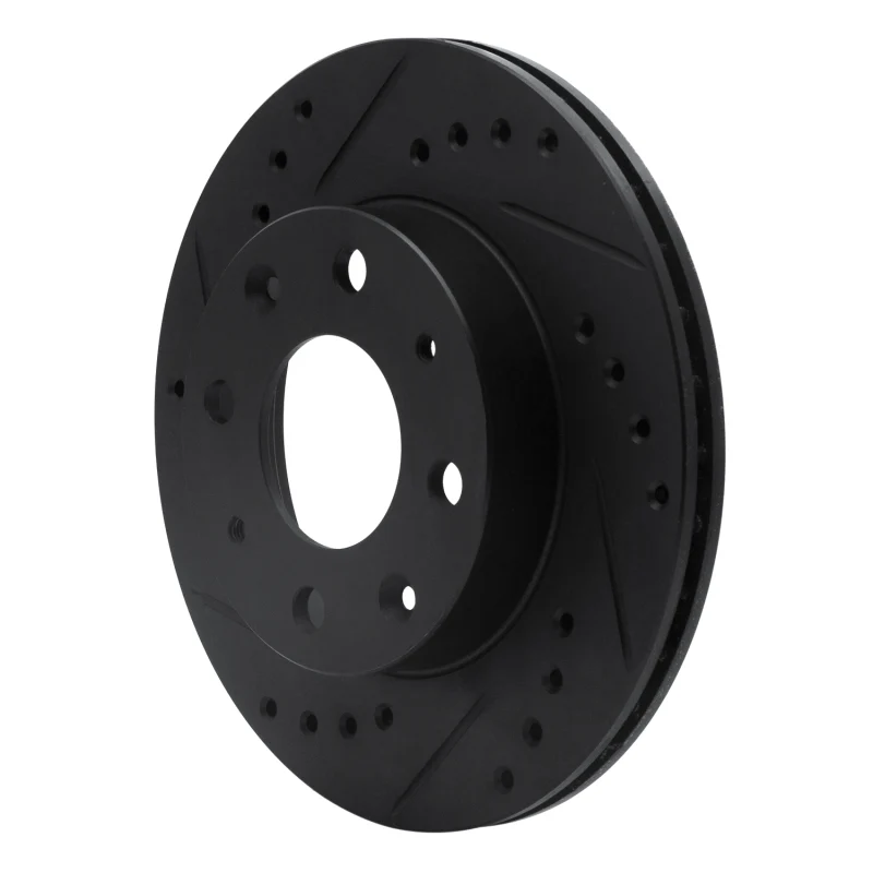 R1 84-06 Honda Civic Hatchback Front Left Drilled & Slotted Black Brake Rotor - Image 2