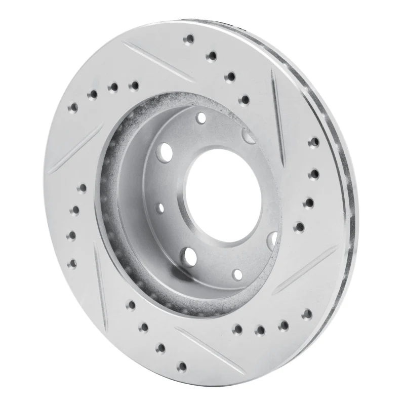 R1 84-06 Honda CRX Front Left Drilled & Slotted Silver Brake Rotor - Image 5