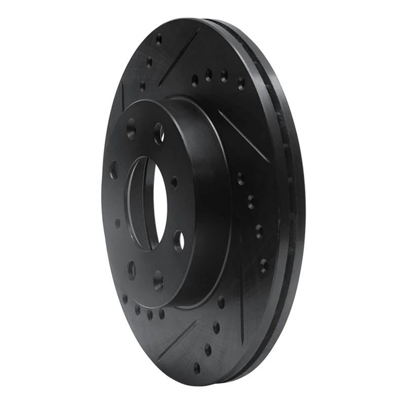 R1 86-91 Acura Integra Front Left Drilled & Slotted Black Brake Rotor - Image 5