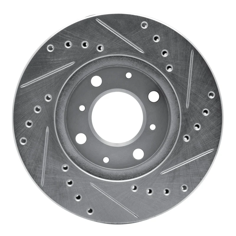 R1 86-91 Acura Integra Front Left Drilled & Slotted Silver Brake Rotor - Image 2