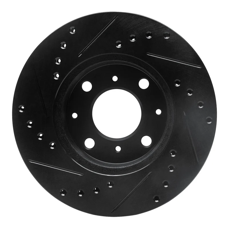 R1 86-91 Acura Integra Front Right Drilled & Slotted Black Brake Rotor - Image 3