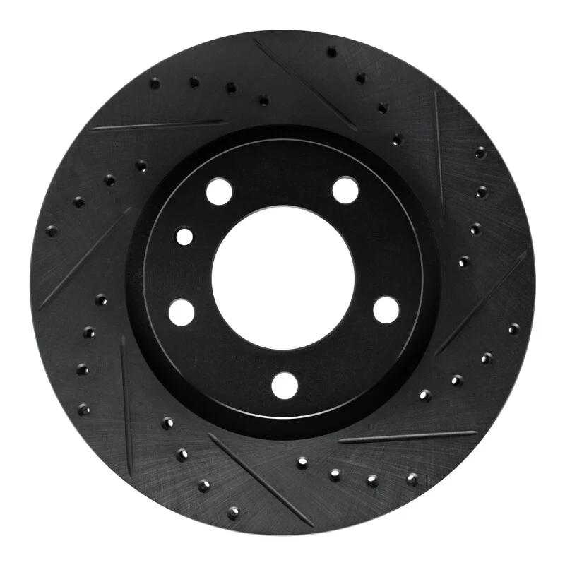 R1 87-88 BMW M6 Front Right Drilled & Slotted Black Brake Rotor