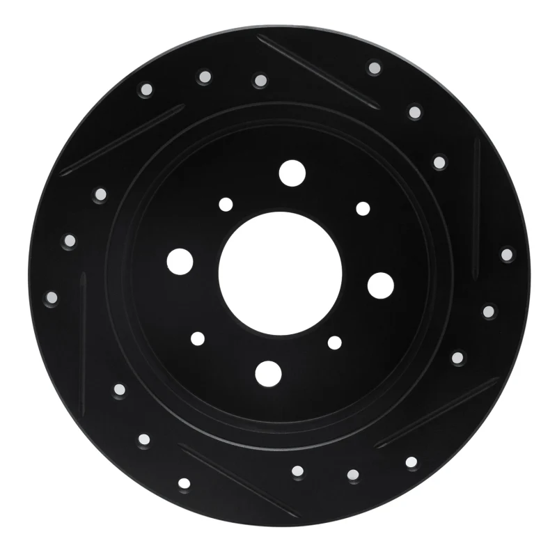 R1 88-01 Acura Integra Rear Left Drilled & Slotted Black Brake Rotor - Image 3