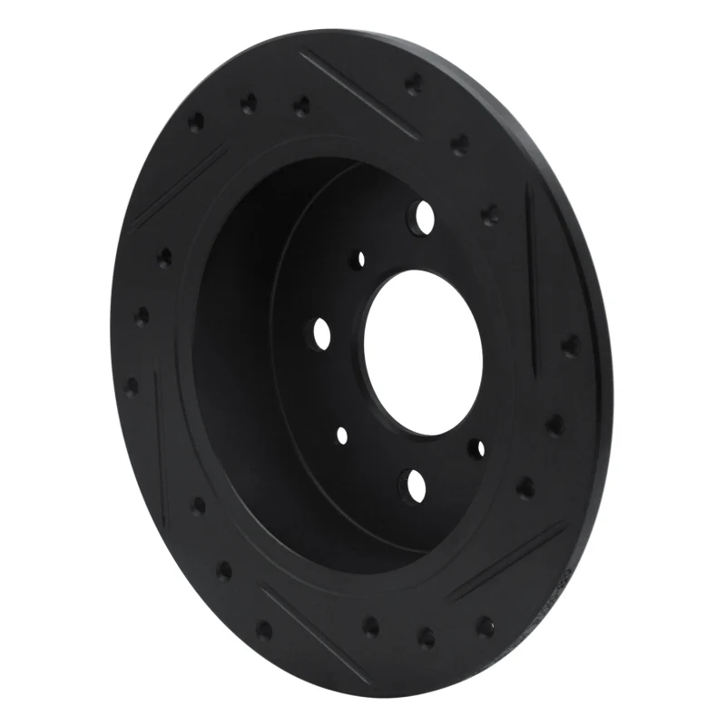 R1 88-01 Acura Integra Rear Left Drilled & Slotted Black Brake Rotor - Image 5