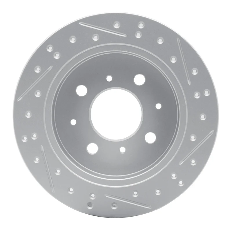 R1 88-01 Acura Integra Rear Left Drilled & Slotted Geo-Carbon Rotor - Image 2