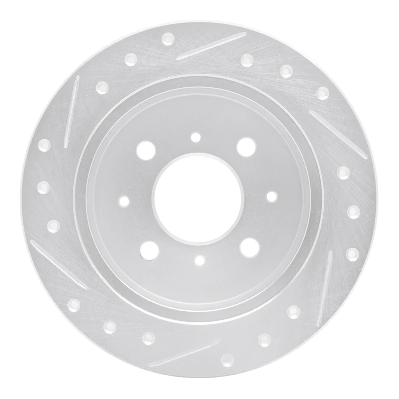 R1 88-01 Acura Integra Rear Right Drilled & Slotted Silver Brake Rotor - Image 4