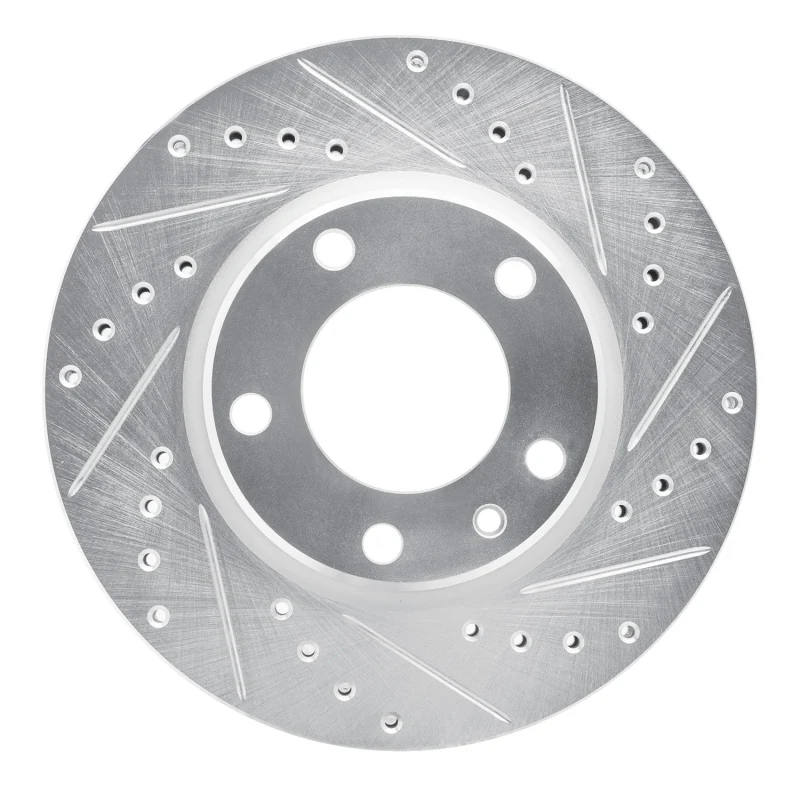 R1 88-91 BMW M3 Front Right Drilled & Slotted Silver Brake Rotor
