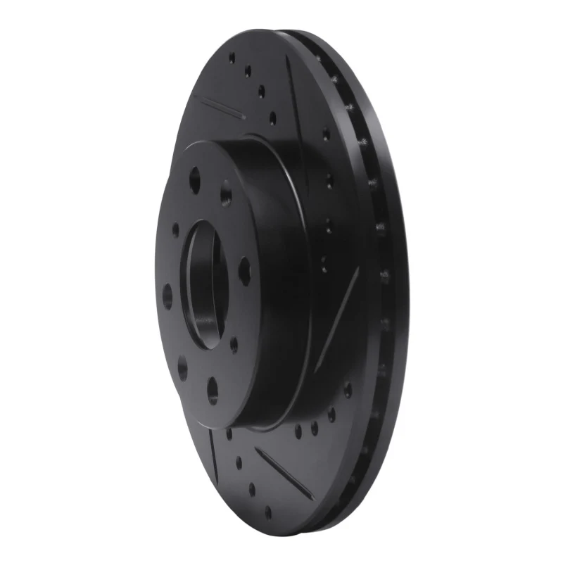 R1 90-00 Honda Civic Hatchback Front Right Drilled & Slotted Black Brake Rotor - Image 2
