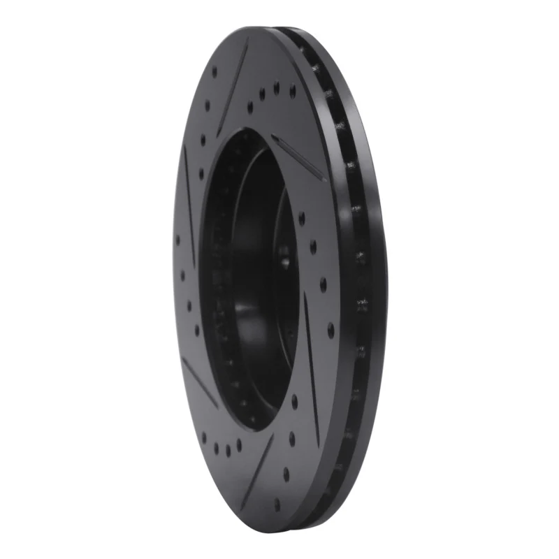 R1 90-00 Honda Civic Hatchback Front Right Drilled & Slotted Black Brake Rotor - Image 3