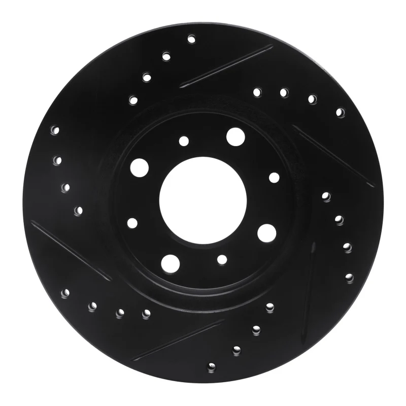 R1 90-00 Honda Civic Hatchback Front Right Drilled & Slotted Black Brake Rotor - Image 4