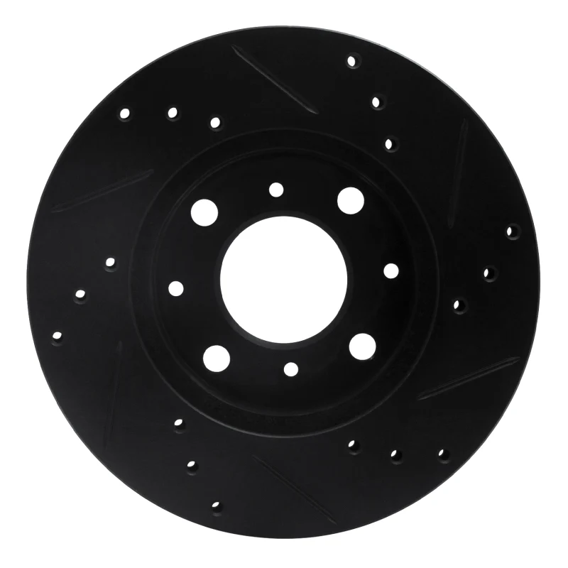 R1 90-00 Honda Civic Wagon Front Left Drilled & Slotted Black Brake Rotor - Image 5
