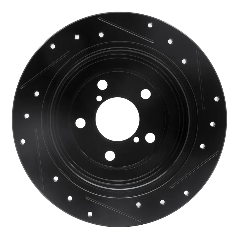 R1 90-08 Saab 9-2X Rear Left Drilled & Slotted Black Brake Rotor - Image 2