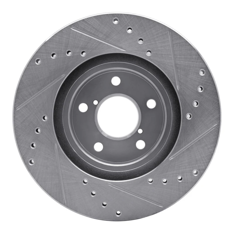 R1 90-16 Saab 9-2X Front Left Drilled & Slotted Silver Brake Rotor - Image 5