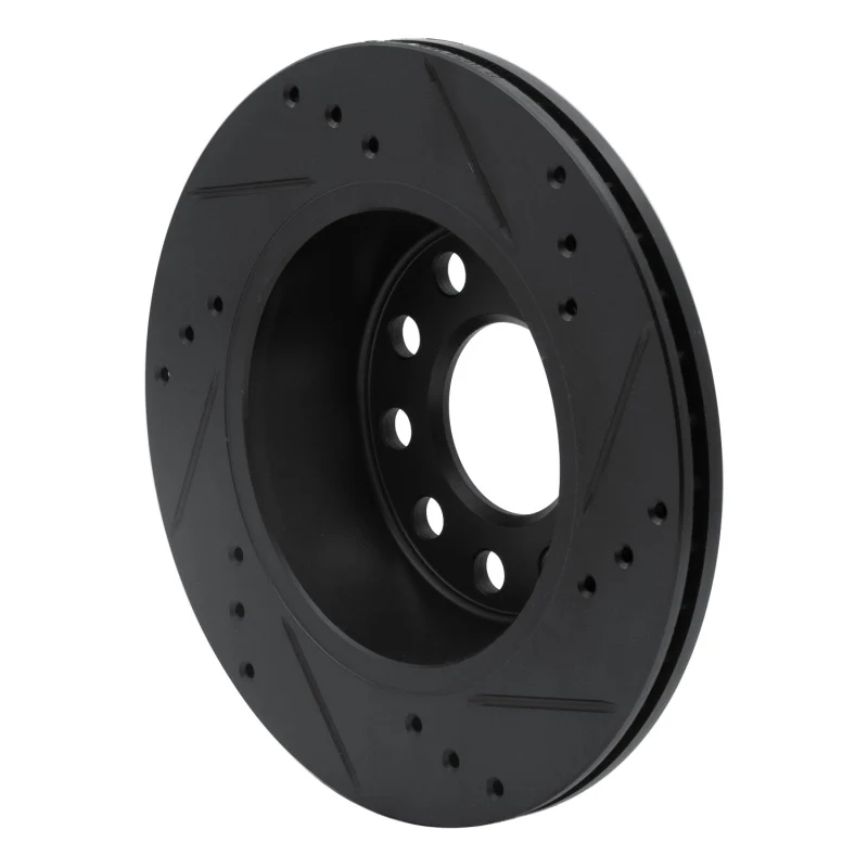 R1 90-97 Audi S4 Rear Left Drilled & Slotted Black Brake Rotor - Image 3