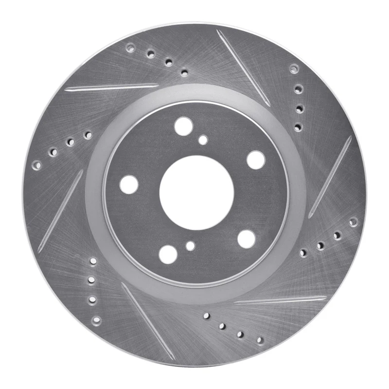 R1 90-97 Audi S4 Rear Right Drilled & Slotted Silver Brake Rotor