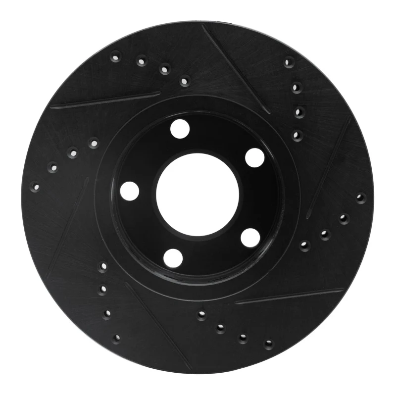 R1 90-97 Audi S6 Front Left Drilled & Slotted Black Brake Rotor - Image 5