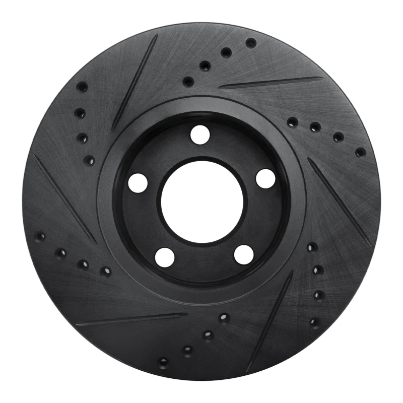 R1 90-97 Audi V8 Quattro Front Right Drilled & Slotted Black Brake Rotor - Image 5