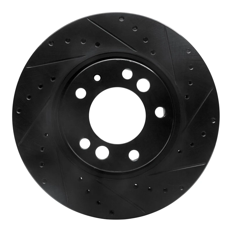 R1 91-93 BMW M5 Front Right Drilled & Slotted Black Brake Rotor