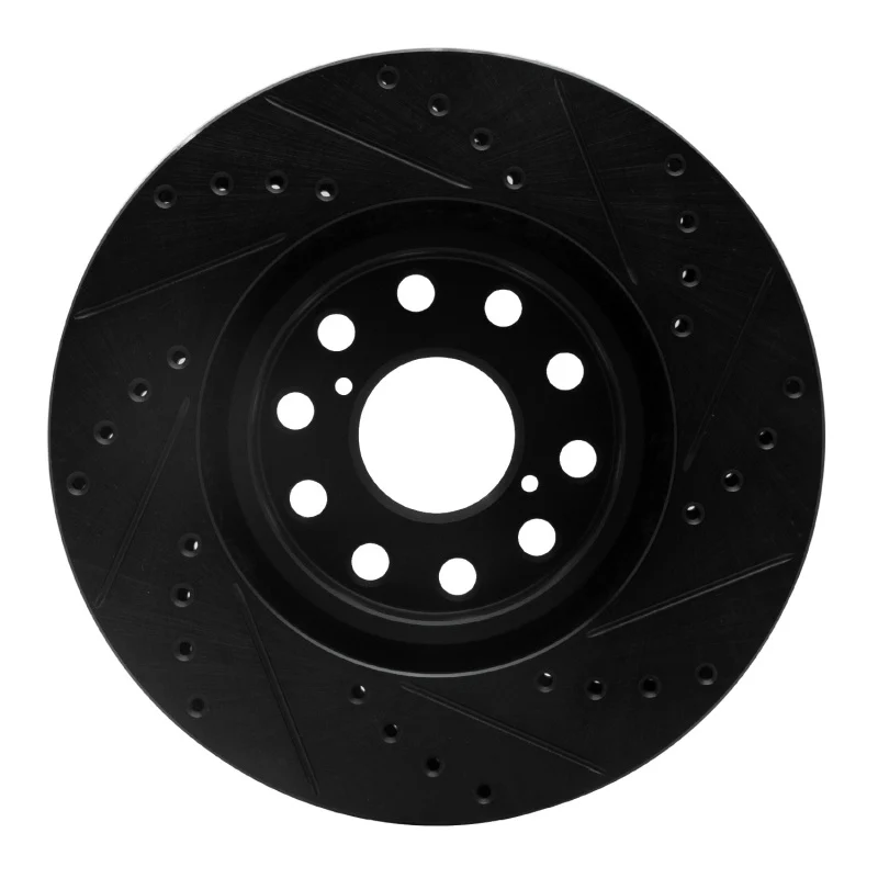 R1 93-98 Toyota Supra Front Left Drilled & Slotted Black Brake Rotor - Image 3