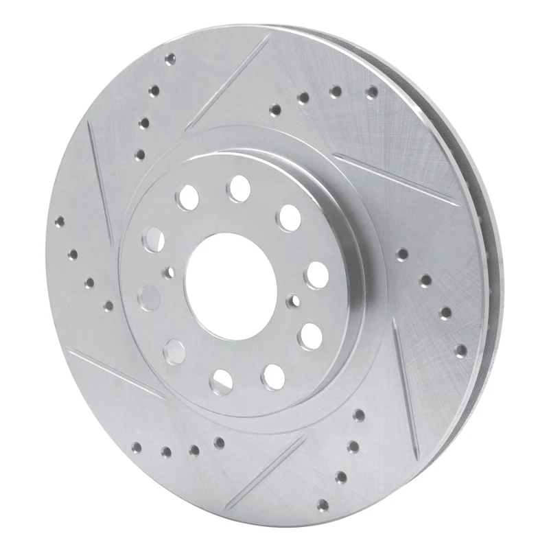 R1 93-98 Toyota Supra Front Left Drilled & Slotted Silver Brake Rotor - Image 5