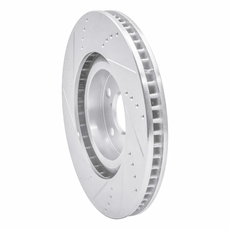 R1 93-98 Toyota Supra Left Front Drilled & Slotted Silver Brake Rotor - Image 2