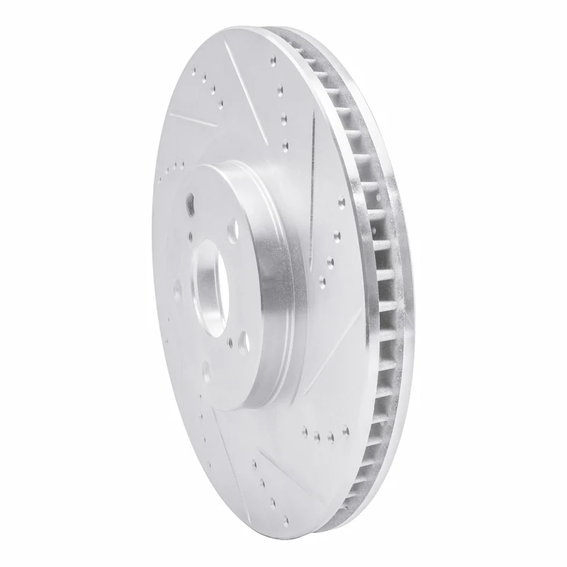 R1 93-98 Toyota Supra Left Front Drilled & Slotted Silver Brake Rotor - Image 3