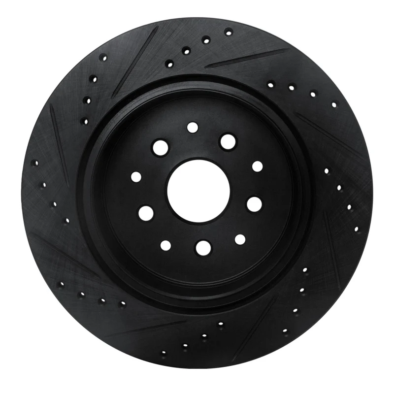R1 93-98 Toyota Supra Rear Right Drilled & Slotted Black Brake Rotor - Image 2