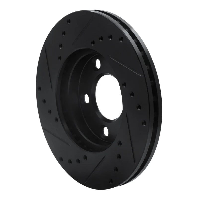 R1 94-04 Ford Mustang Front Right Drilled & Slotted Black Brake Rotor - Image 2