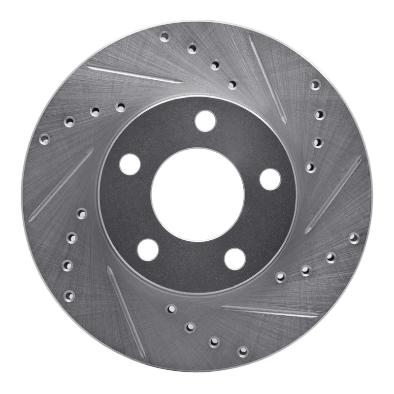 R1 94-04 Ford Mustang Front Right Drilled & Slotted Silver Brake Rotor