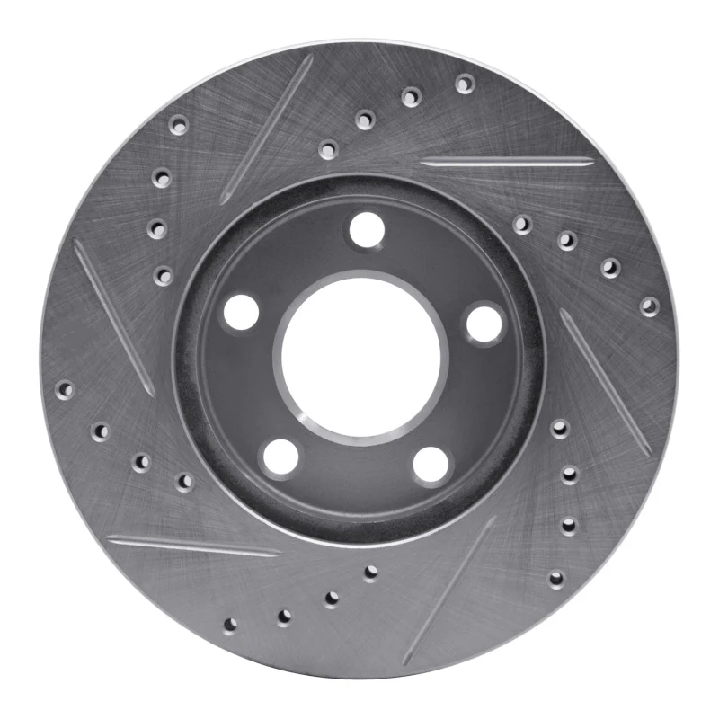 R1 94-04 Ford Mustang Front Right Drilled & Slotted Silver Brake Rotor - Image 3